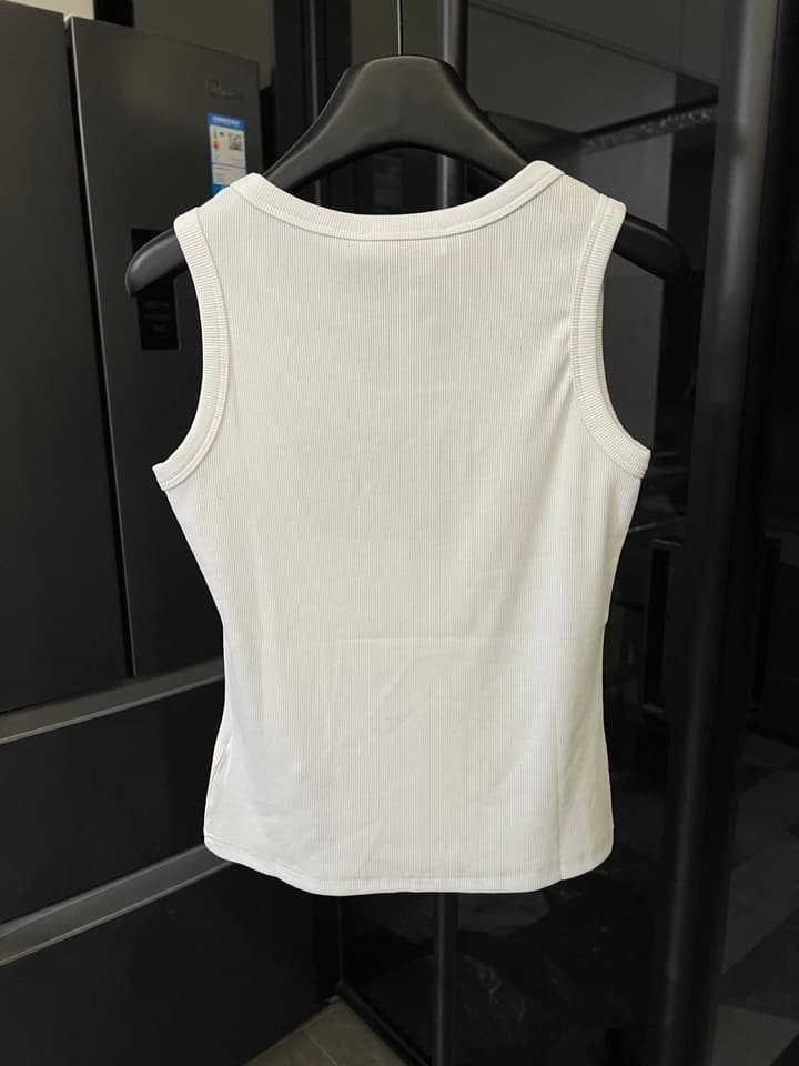 Miu Miu Ribbed Cotton Logo Tank Top – 25SS in Grey