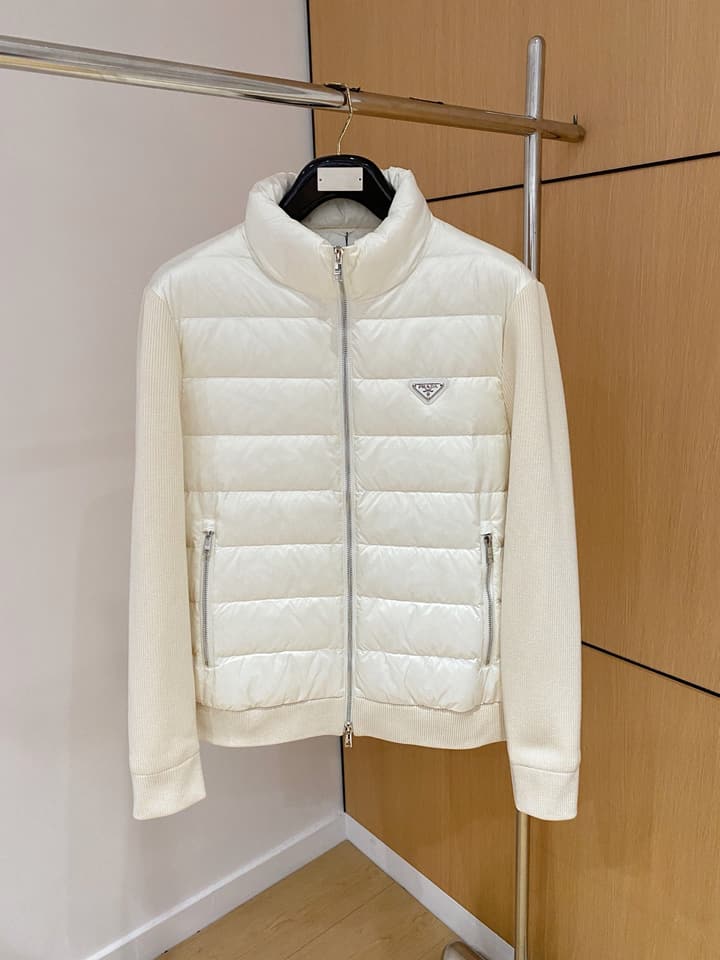 Prada Spliced Knit Down Jacket – FW2024 in Black Knit Down Jacket