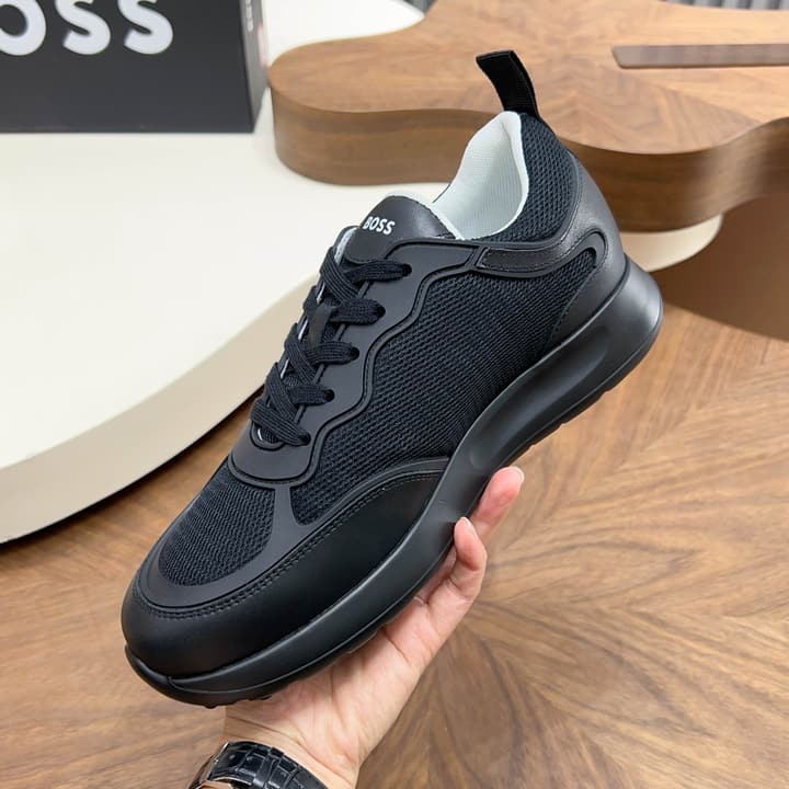 Boss Men's Knit and Leather Sneakers