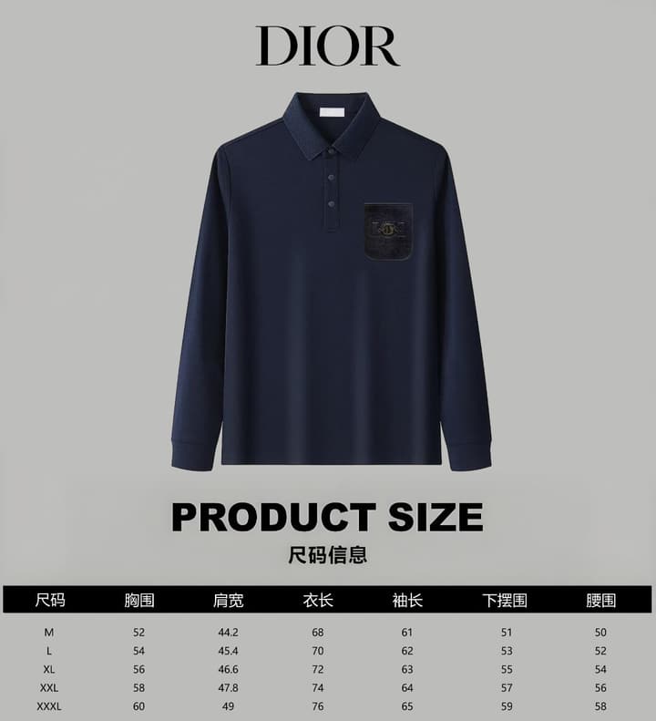 Dior Silk Long Sleeve Polo Shirt with Metal Patch in White With Solid Pocket