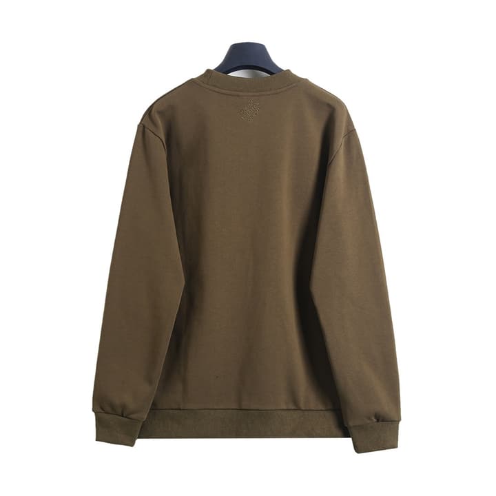 Louis Vuitton Embroidered Crewneck Sweatshirt – 25FW in Olive Green Rhinestone Sweatshirt