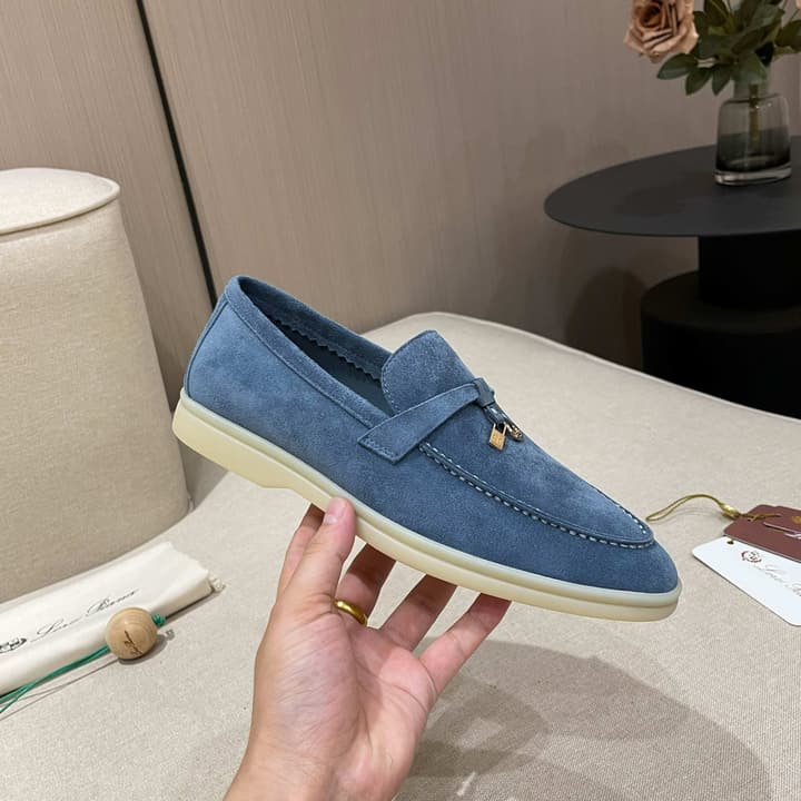 Loro Piana Summer Charms Walk Moccasin Loafers in Black Leather