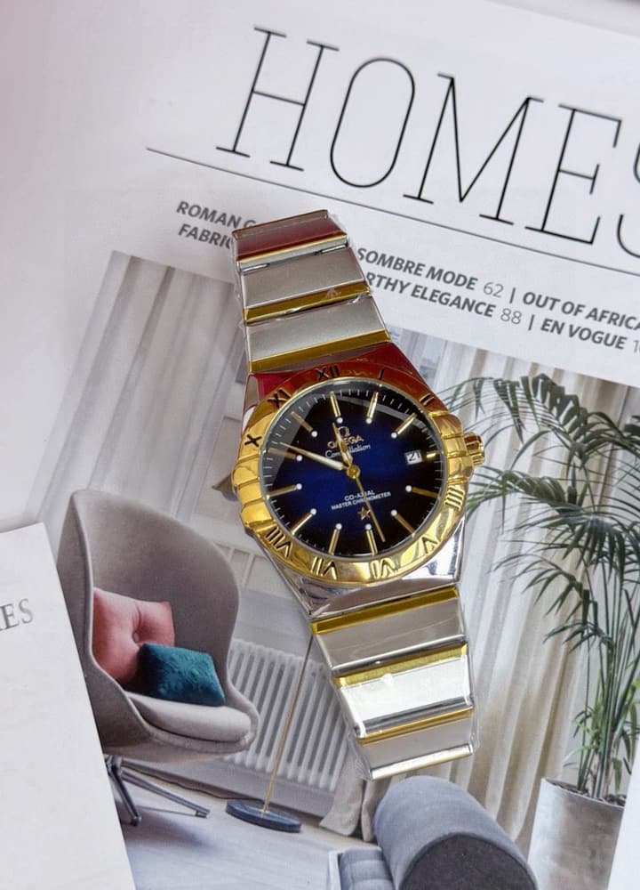 Omega Constellation Mechanical Gold/Blue Dial Watch in Blue Dial 1