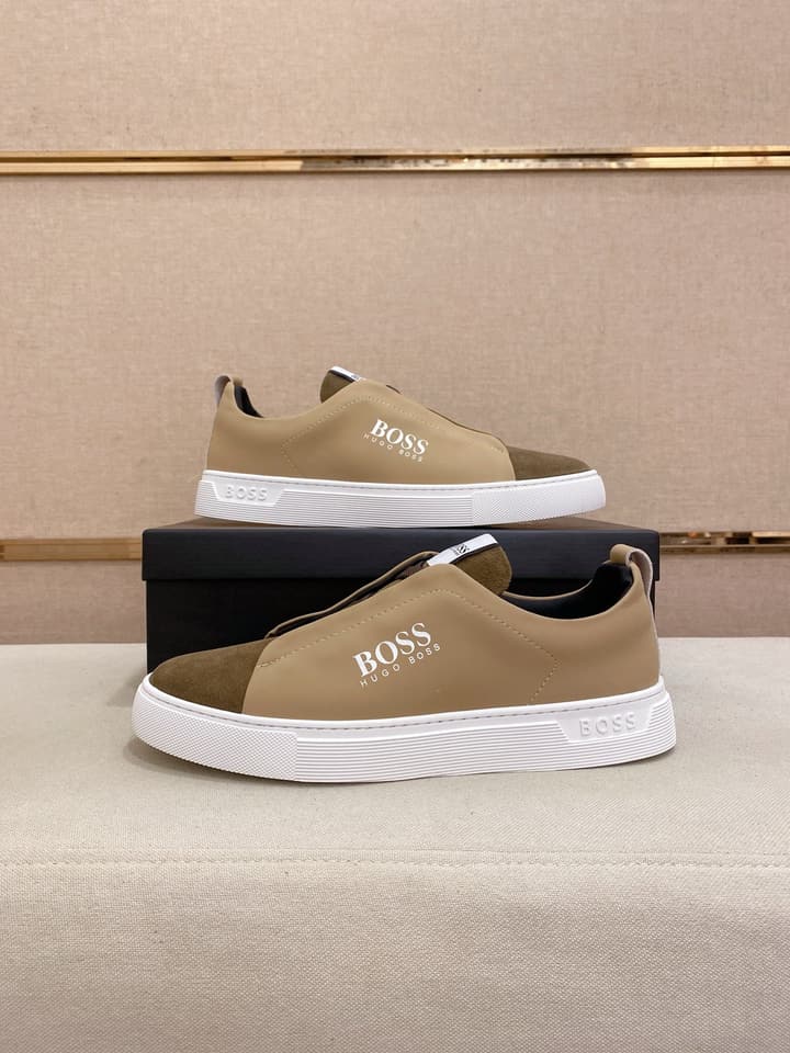 Boss Casual Leather Loafers in Glossy Black Toe