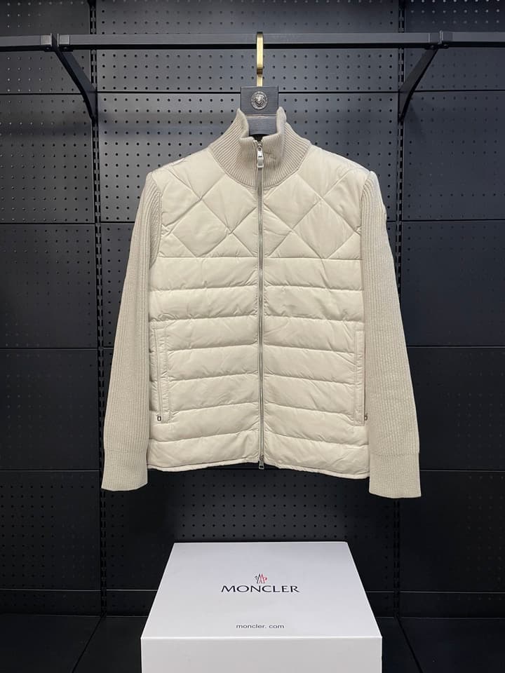 Moncler Men's Knit Down Spliced Jacket – New Collection in Beige