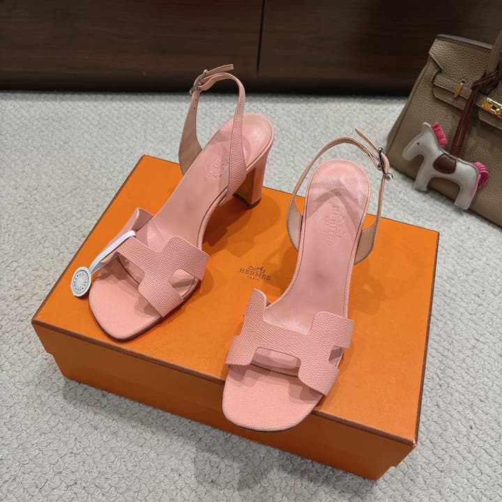 Hermès Eremite 80 Heeled Sandals in Blush Pink