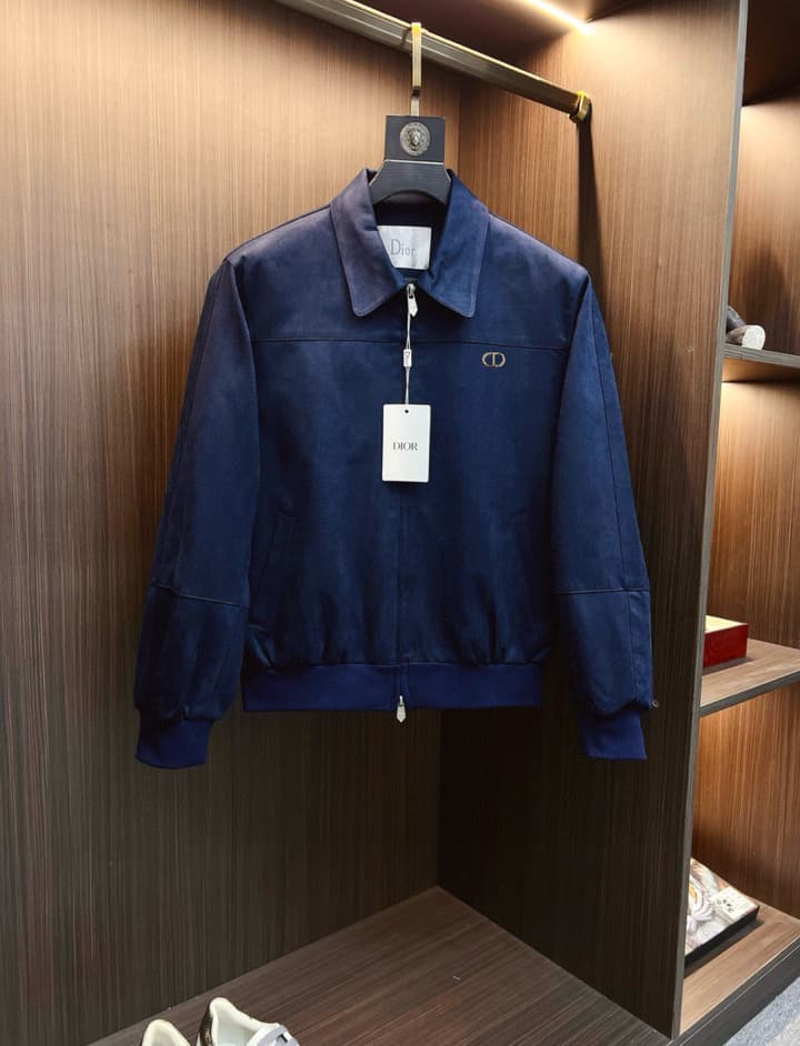 Dior Classic Men's Suede Bomber Jacket in Cognac Brown Suede Jacket