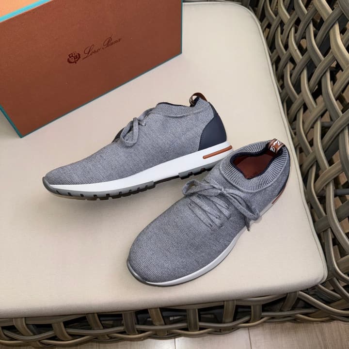 Loro Piana Flexy Walk Wool Knit Sneakers in Midnight Blue