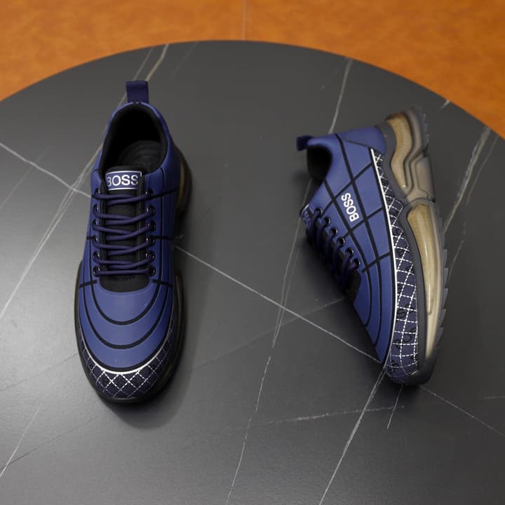 Boss Men's Knit Sport Sneakers in Grey