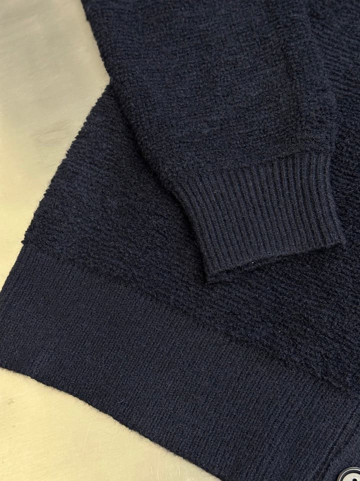 Loewe Anagram Embroidered Wool Cardigan in Dark Navy Anagram Cardigan