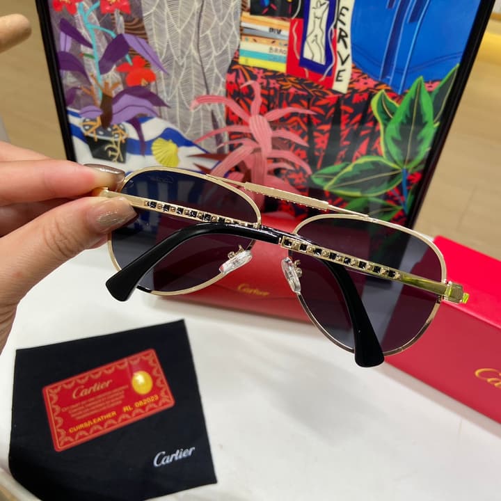 Cartier Polarized Sunglasses – 2024 Collection in Black Gold Aviator - View 1