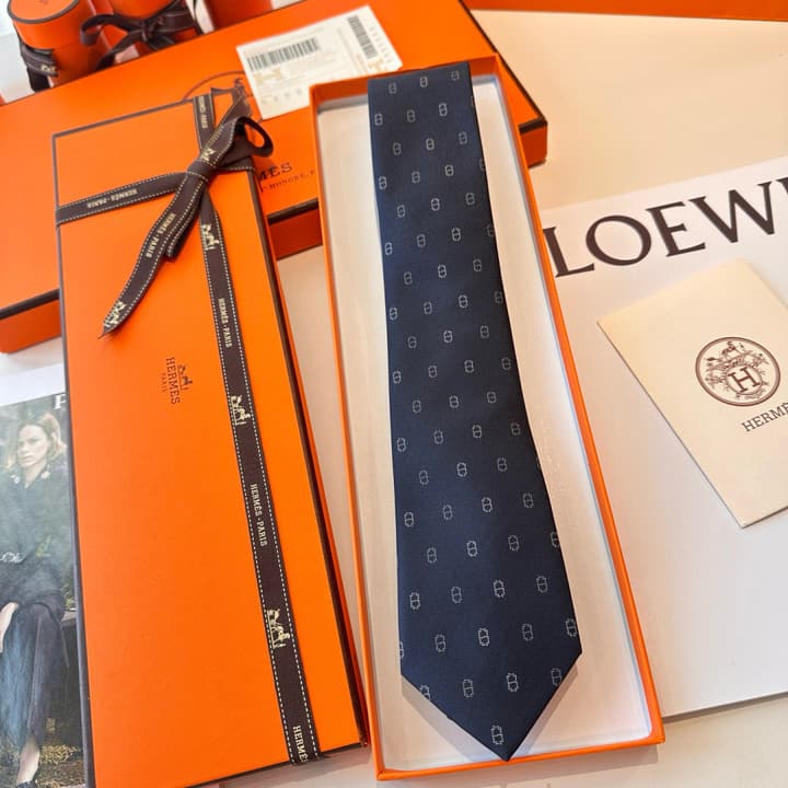 Hermès Men's Winter Anchor Chain Silk Tie – New Collection in Black