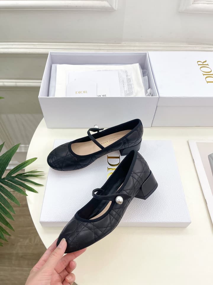 Dior Cannage Pearl Ballet Pumps – 2024 Early Spring Collection in Cream Mary Jane
