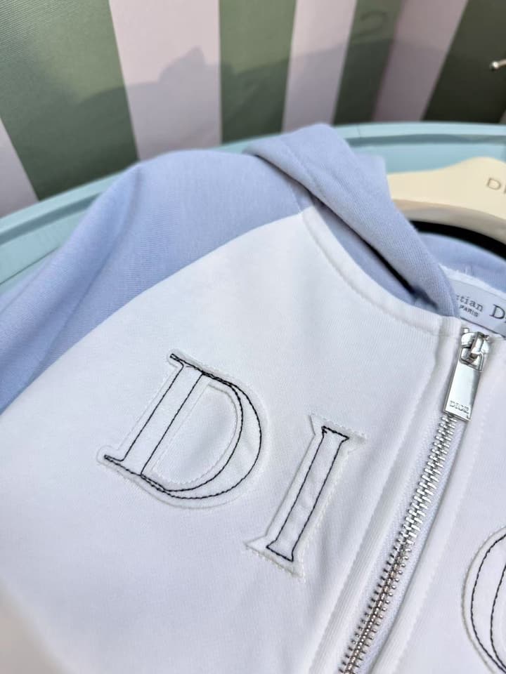 Dior Children's Hooded Tracksuit Set – 2025FW – Kids Collection in White And Periwinkle Set