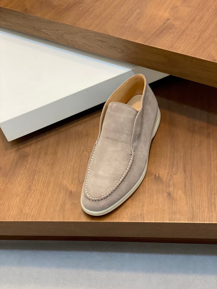 Loro Piana Suede Leather Slip-On Loafers in Camel Tan Suede