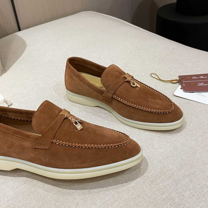 Loro Piana Summer Charms Walk Moccasin Loafers in Black Leather