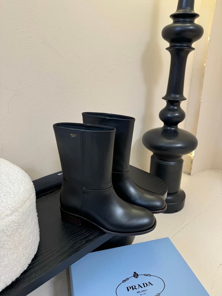 Prada Thick-Sole Knight Boots – 25SS in Dark Brown Suede
