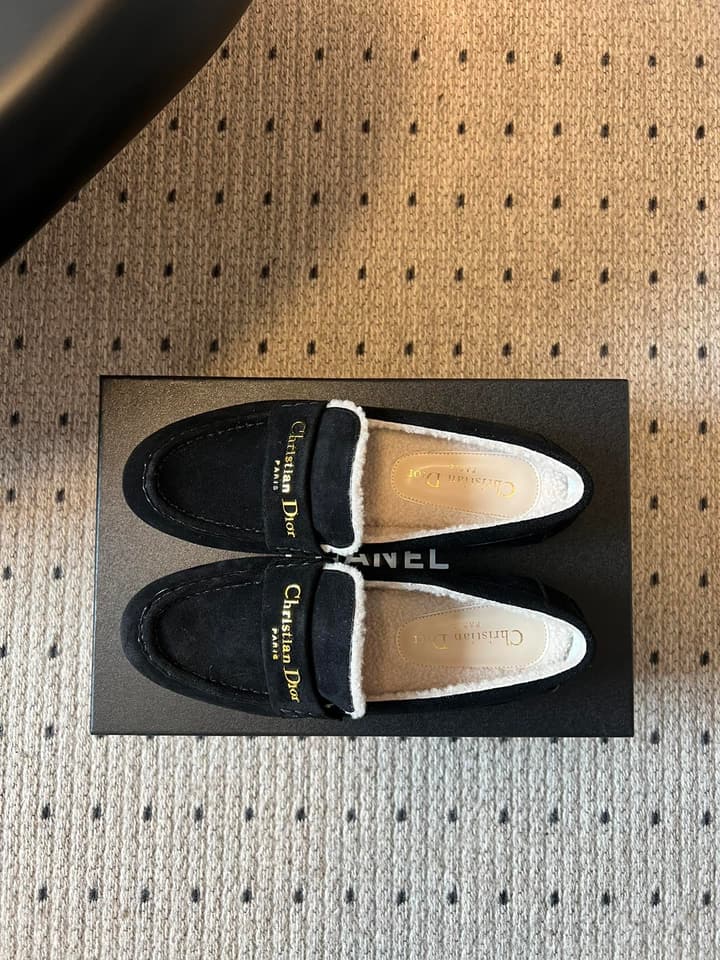 Dior Suede Fur-Lined Loafers – 25SS/FW in Black Suede