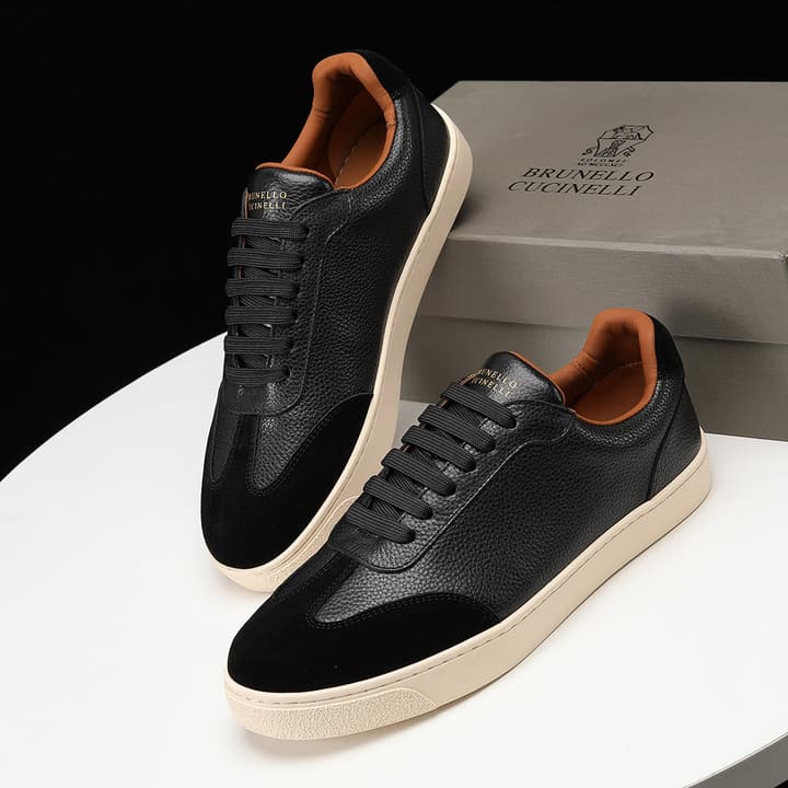 Brunello Cucinelli Men's Colorblock Driving Shoes – New Collection in Black Leather And Suede