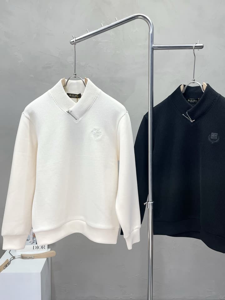 Loro Piana Men's Casual Knitted Sweatshirt in Classic Black