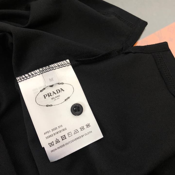 Prada Embroidered Triangle Logo Polo Shirt – 2026SS in Black