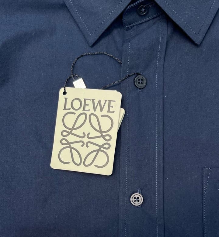 Loewe Anagram Pocket Cotton Shirt in Blue