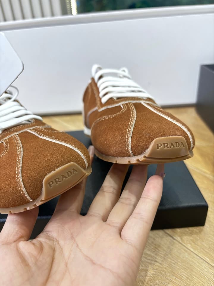 Prada FW25 German Training Shoes in Dark Brown Suede