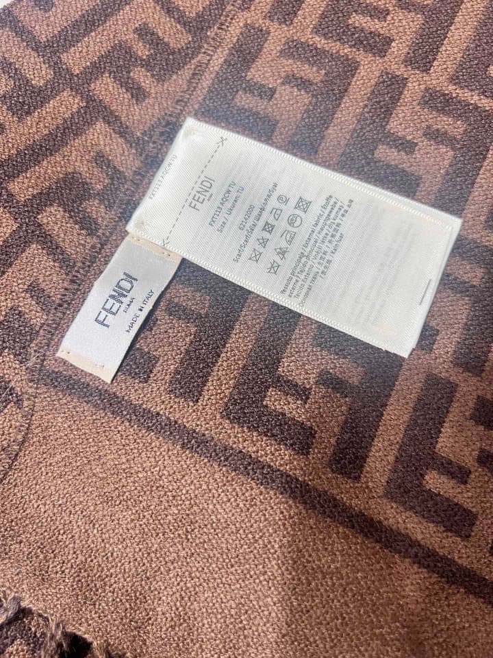 Fendi FF Monogram Scarf in Dark Brown Ff Monogram