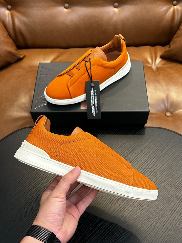 Zegna Triple Stitch Low-Top Sneakers in Black Suede