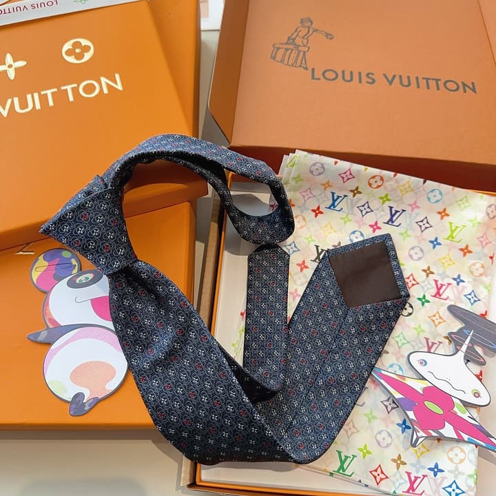 Louis Vuitton Monogram Jacquard Silk Tie in Navy with Blue Monogram