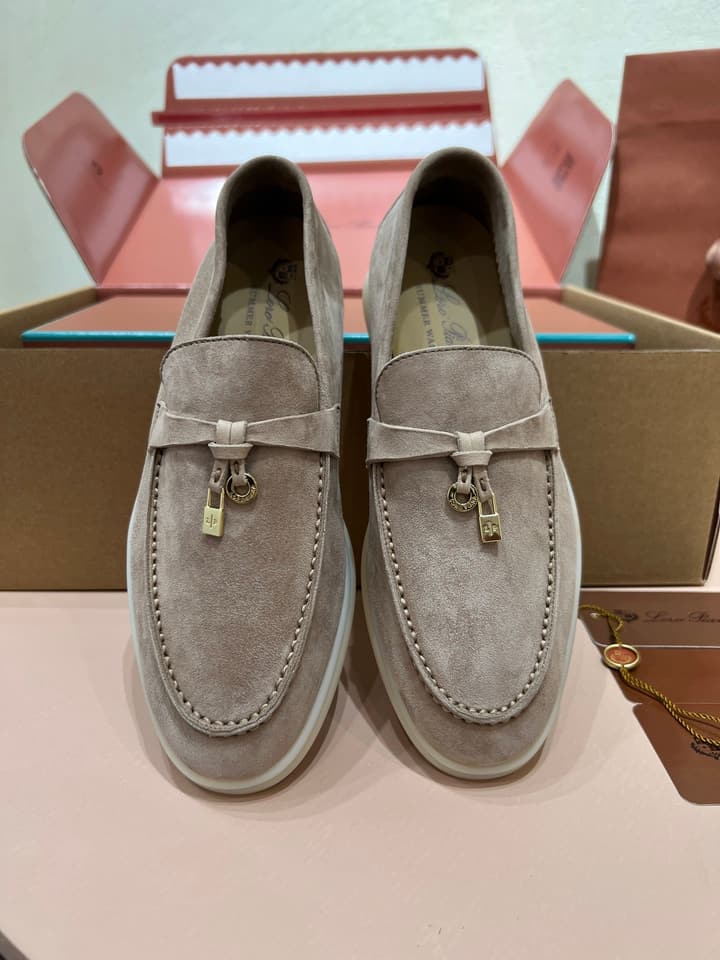 Loro Piana My Charms Suede Loafers in Dark Blue