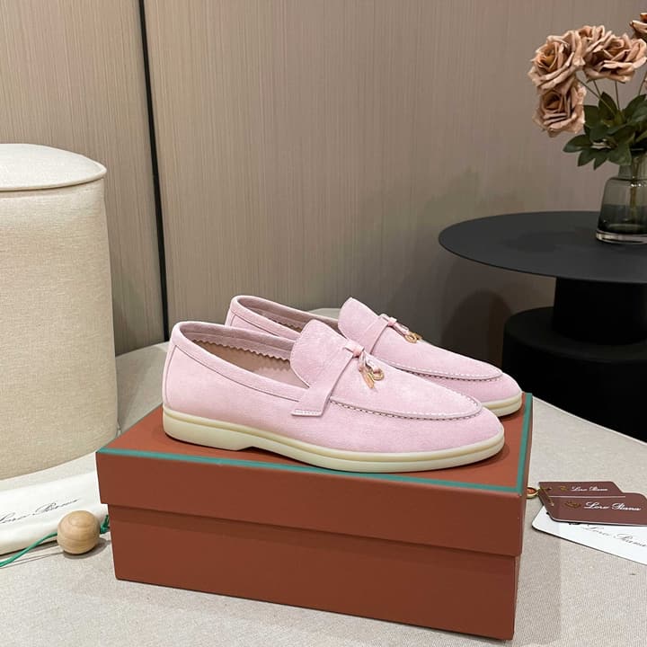 Loro Piana Summer Charms Walk Moccasin Loafers in Black Leather