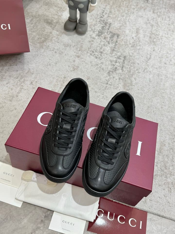 Gucci Retro German Training Sneakers in Black Monochromatic