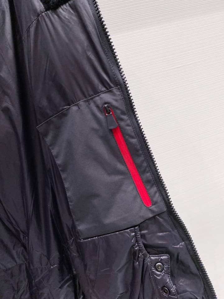 Moncler Grenoble Morgins Shearling-Lined Down Jacket in Black Tech Down Jacket