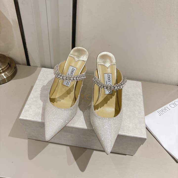 Jimmy Choo Ice Silver Glitter Pointed-Toe Pumps in Ice Silver Glitter