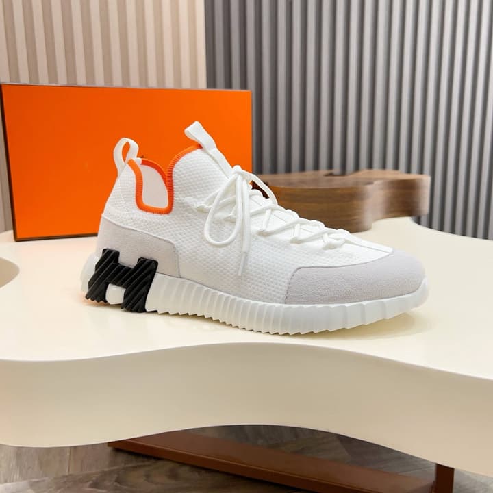 Hermès Men's Casual Sport Sneakers in All Black Knit