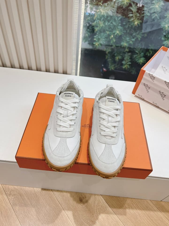 Hermès Bouncing Calfskin Sneakers in Tan Suede