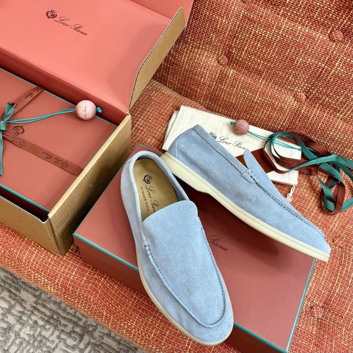 Loro Piana Suede Loafers in Dark Blue