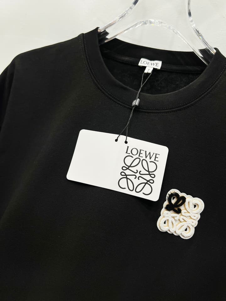 Loewe Classic Minimalist Logo Embroidered T-Shirt in Classic Black