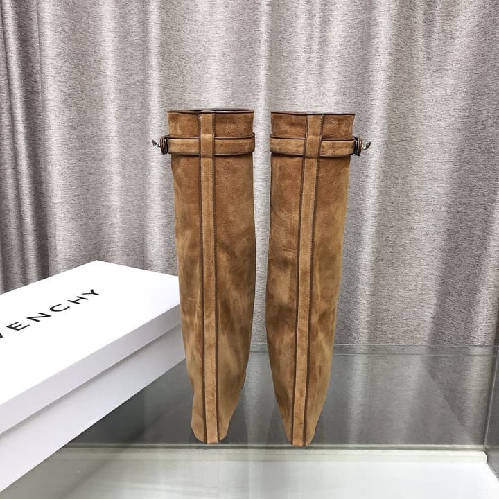 Givenchy Shark Tooth Leather Knee-High Boots in Almond