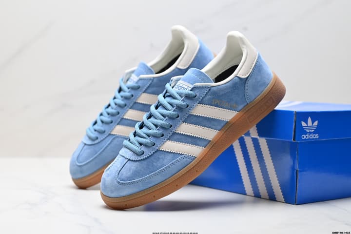 Adidas Handball Spezial Retro Sneakers in Navy Suede With Pastel Stripes