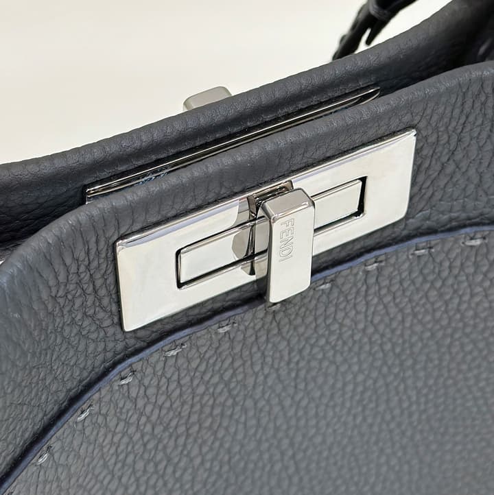 Fendi Classic Peekaboo Handbag in Classic Black With Patterned Strap