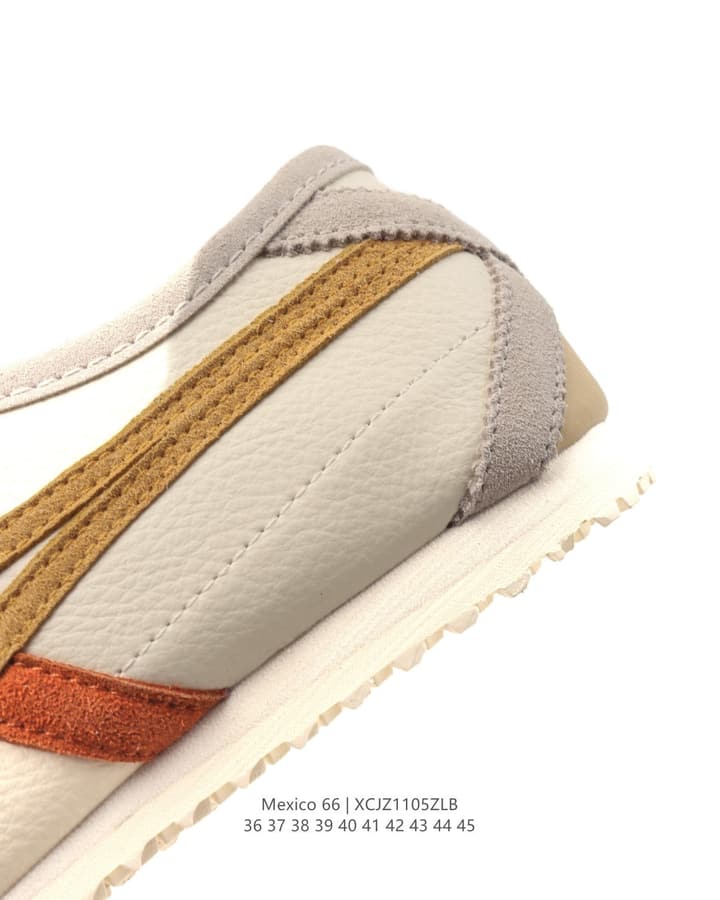 Onitsuka Tiger Mexico 66 Slip-On Sneakers in Cream With Tan And Terracotta Stripes