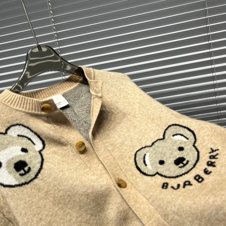 Burberry BU Bear Pattern Cardigan – Kids Collection in Light Tan Bear Cardigan