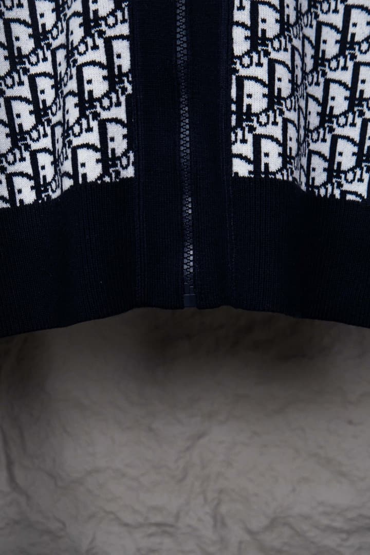 Dior Monogram Jacquard Zip Cardigan – 24SS in Light Grey Monogram