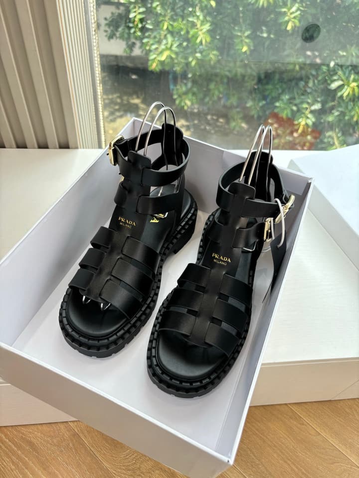 Prada 2025 Spring/Summer Cage Sandals in Black