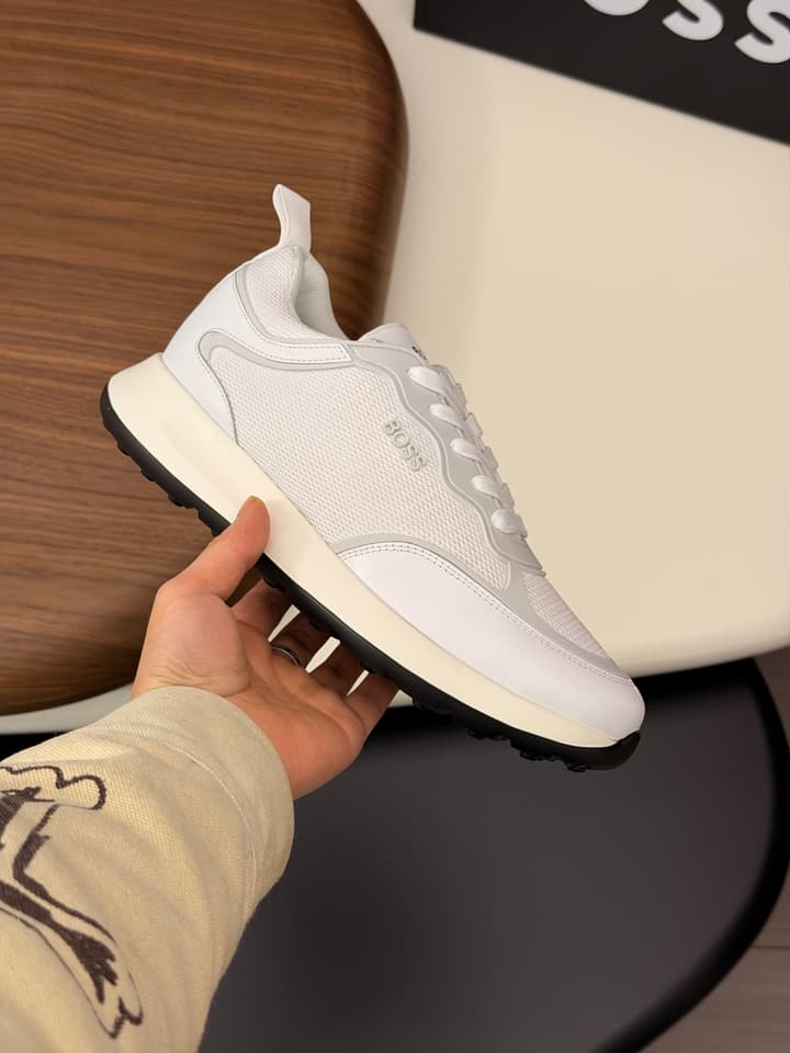 Boss Men's Knit and Leather Sneakers