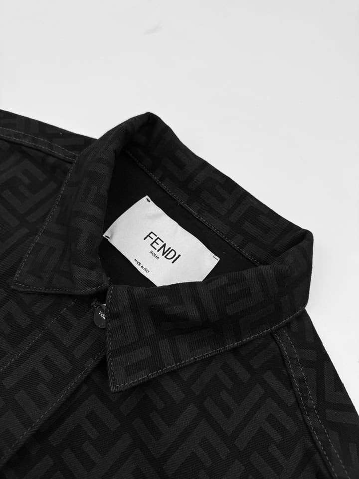 Fendi Full Print FF Denim Jacket in Black Ff Denim