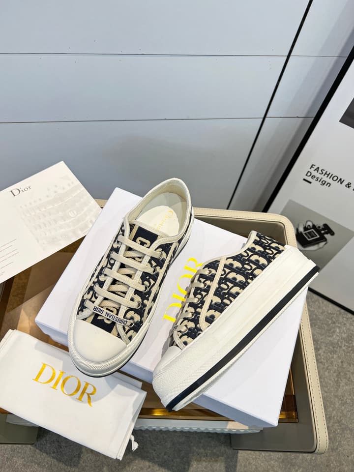 Dior Spring/Summer Runway Platform Sneakers in Black Oblique Pattern
