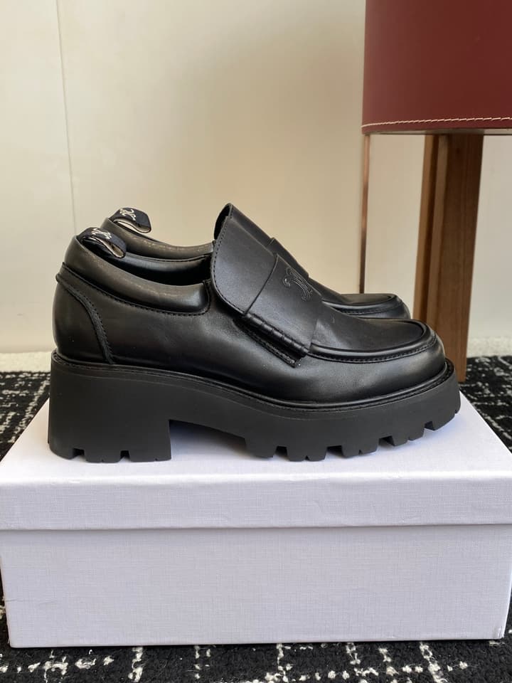 Celine Lisa Platform Loafers – 25SS Autumn/Winter Collection in Brown Suede Velcro
